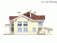 N-340-1K проект двухэтажного дома из кирпича с гаражом размером 22 на 17  - вид справа