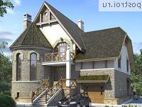 N-358-1P проект двухэтажного коттеджа из газобетона с цоколем и гаражом размером 12 на 12 