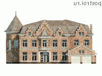 O-1000-1K проект двухэтажного дома из кирпича с гаражом размером 30 на 34  - вид спереди