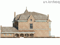 O-1000-1K проект двухэтажного дома из кирпича с гаражом размером 30 на 34  - вид слева