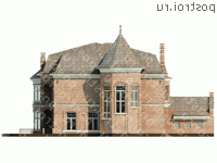 O-1000-1K проект двухэтажного дома из кирпича с гаражом размером 30 на 34  - вид справа