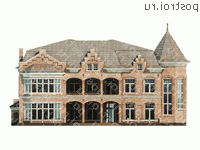 O-1000-1K проект двухэтажного дома из кирпича с гаражом размером 30 на 34  - вид сзади