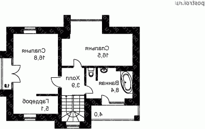 O-117-1K проект двухэтажного коттеджа из кирпича с гаражом размером 7 на 14 - 2-й этаж