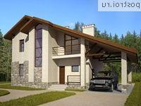 O-117-1K проект двухэтажного коттеджа из кирпича с гаражом размером 7 на 14