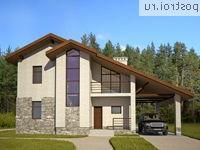 O-117-1K проект двухэтажного коттеджа из кирпича с гаражом размером 7 на 14