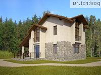 O-117-1K проект двухэтажного коттеджа из кирпича с гаражом размером 7 на 14