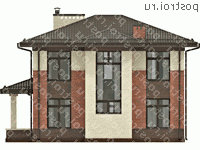 O-146-1K проект двухэтажного дома из кирпича размером 10 на 9  - вид слева