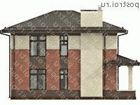 O-146-1K проект двухэтажного дома из кирпича размером 10 на 9  - вид справа