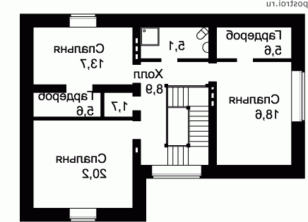 O-160-1K проект двухэтажного дома из кирпича с гаражом размером 10 на 14  - 2-й этаж