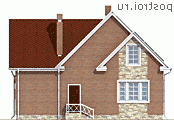O-160-1K проект двухэтажного дома из кирпича с гаражом размером 10 на 14  - вид сзади