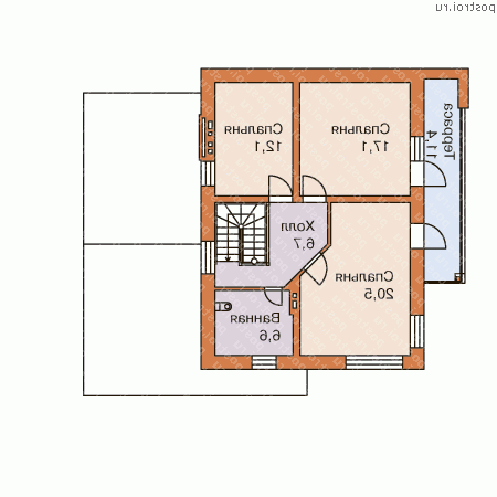 O-165-1K проект двухэтажного дома из кирпича размером 11 на 15  - 2-й этаж
