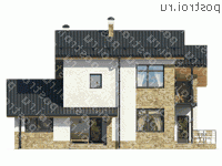 O-165-1K проект двухэтажного дома из кирпича размером 11 на 15  - вид спереди