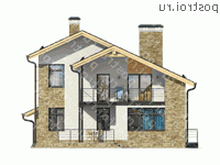 O-165-1K проект двухэтажного дома из кирпича размером 11 на 15  - вид слева