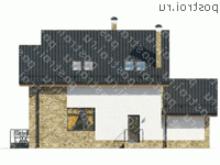 O-165-1K проект двухэтажного дома из кирпича размером 11 на 15  - вид сзади