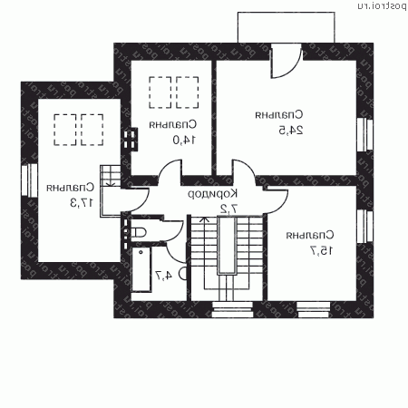 O-172-1K проект двухэтажного дома из кирпича с гаражом размером 11 на 14  - 2-й этаж