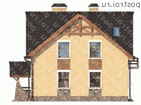 O-172-1K проект двухэтажного дома из кирпича с гаражом размером 11 на 14  - вид слева