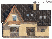 O-172-1K проект двухэтажного дома из кирпича с гаражом размером 11 на 14  - вид сзади