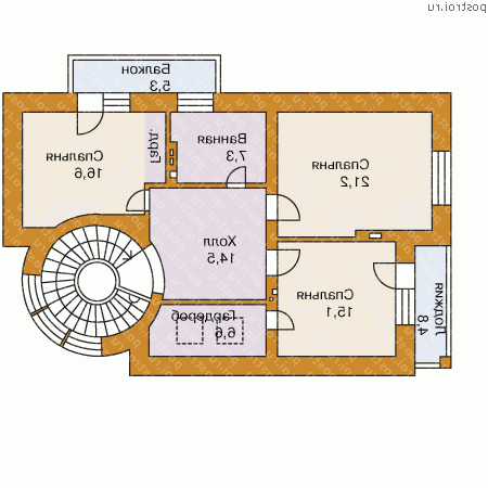 O-175-1K проект двухэтажного дома из кирпича размером 13 на 15  - 2-й этаж