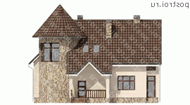 O-175-1K проект двухэтажного дома из кирпича размером 13 на 15  - вид спереди