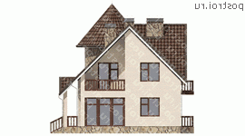 O-175-1K проект двухэтажного дома из кирпича размером 13 на 15  - вид слева