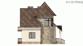 O-175-1K проект двухэтажного дома из кирпича размером 13 на 15  - вид справа