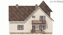 O-175-1K проект двухэтажного дома из кирпича размером 13 на 15  - вид сзади