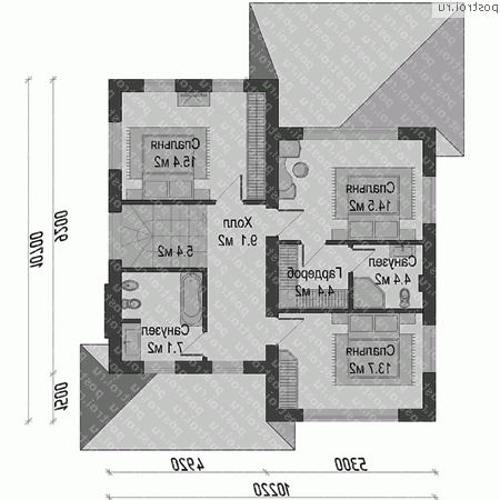 O-178-1K проект двухэтажного дома из кирпича размером 10 на 11  - 2-й этаж