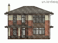 O-178-1K проект двухэтажного дома из кирпича размером 10 на 11  - вид спереди
