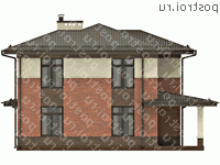 O-178-1K проект двухэтажного дома из кирпича размером 10 на 11  - вид слева