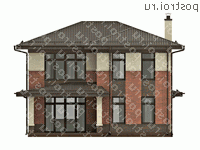 O-178-1K проект двухэтажного дома из кирпича размером 10 на 11  - вид сзади