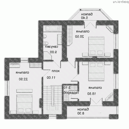 O-204-1K проект одноэтажного дома из кирпича с мансардой и гаражом размером 14 на 13  - мансарда