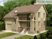 O-204-1K проект одноэтажного дома из кирпича с мансардой и гаражом размером 14 на 13 