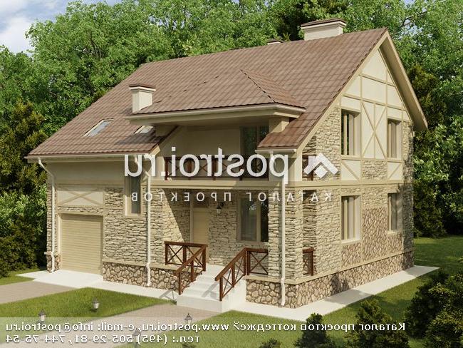 O-204-1K проект одноэтажного дома из кирпича с мансардой и гаражом размером 14 на 13 