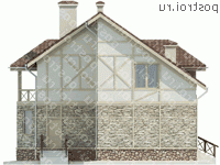 O-204-1K проект одноэтажного дома из кирпича с мансардой и гаражом размером 14 на 13  - вид справа