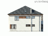 O-221-1K проект двухэтажного коттеджа из кирпича размером 14 на 14  - вид слева