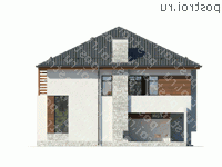 O-221-1K проект двухэтажного коттеджа из кирпича размером 14 на 14  - вид справа