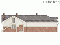 O-229-1K проект одноэтажной бани из кирпича с мансардой и гаражом размером 20 на 15  - вид справа