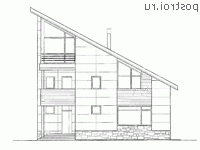 O-231-1K проект двухэтажного коттеджа из кирпича с мансардой размером 12 на 12  - вид спереди