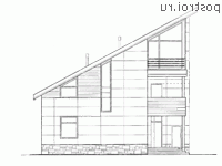 O-231-1K проект двухэтажного коттеджа из кирпича с мансардой размером 12 на 12  - вид справа
