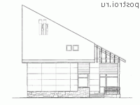 O-231-1K проект двухэтажного коттеджа из кирпича с мансардой размером 12 на 12  - вид сзади