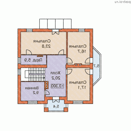 O-249-1K проект двухэтажного дома из кирпича размером 12 на 13  - 2-й этаж