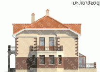 O-249-1K проект двухэтажного дома из кирпича размером 12 на 13  - вид слева