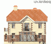 O-249-1K проект двухэтажного дома из кирпича размером 12 на 13  - вид сзади