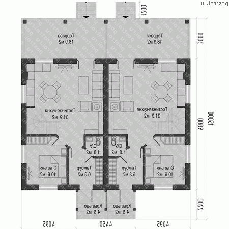 O-250-1K проект одноэтажного дома из кирпича с мансардой размером 13 на 10 - 1-й этаж
