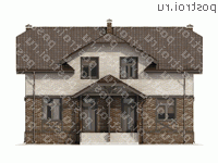 O-250-1K проект одноэтажного дома из кирпича с мансардой размером 13 на 10 - вид спереди