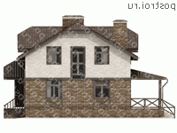 O-250-1K проект одноэтажного дома из кирпича с мансардой размером 13 на 10 - вид слева