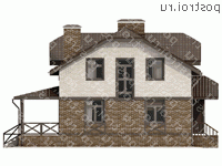 O-250-1K проект одноэтажного дома из кирпича с мансардой размером 13 на 10 - вид справа