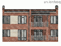 O-252-1K проект двухэтажного коттеджа из кирпича размером 12 на 13  - вид сзади