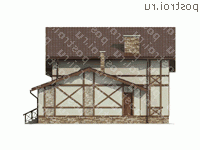 O-265-1K проект одноэтажного дома из кирпича с мансардой и гаражом размером 18 на 15  - вид слева