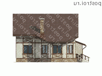 O-265-1K проект одноэтажного дома из кирпича с мансардой и гаражом размером 18 на 15  - вид справа